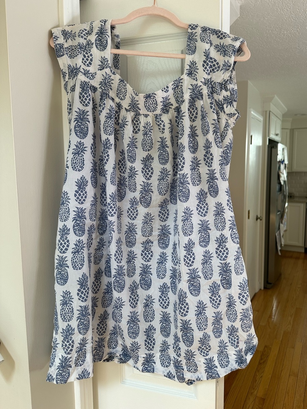 Pineapple Print Swim Coverup or Dress - Navy on White